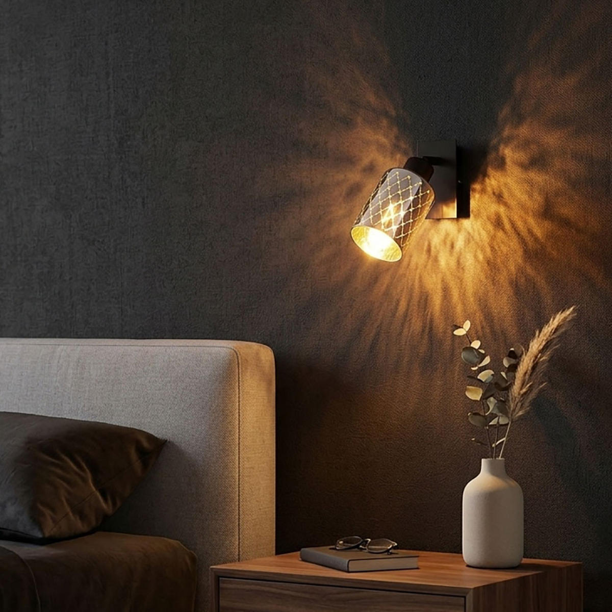 LED WANDLEUCHTE ALONSO, Metall, Schwarz, schwenkbar - Schwarz, Glas (9/20/16.5cm) - Globo Lighting