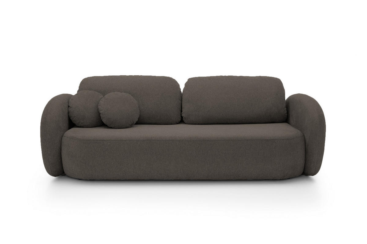 SOFA OLIO - Aragon, Mit Schlaffunktion Und Bettkasten, Bonell-Taschenfederung, lose Rückenkissen, freistehend, 238x101x86 cm Dark grey - Dunkelgrau, Holz/Textil (238/86/101cm) - DomoHome