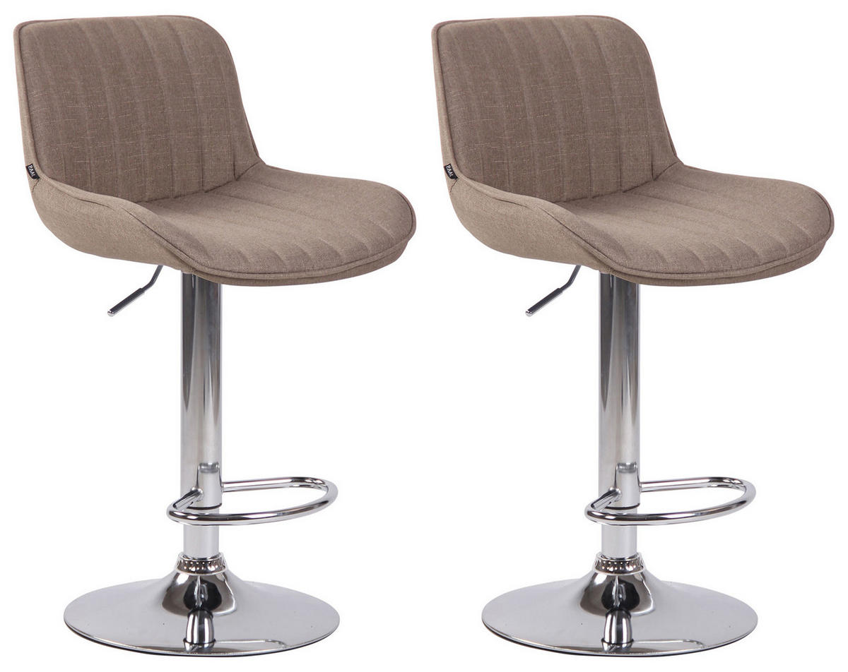 BARHOCKER 2er Set Stoff taupe - Taupe/Chromfarben, Textil/Metall (50/86/50cm) - CLP