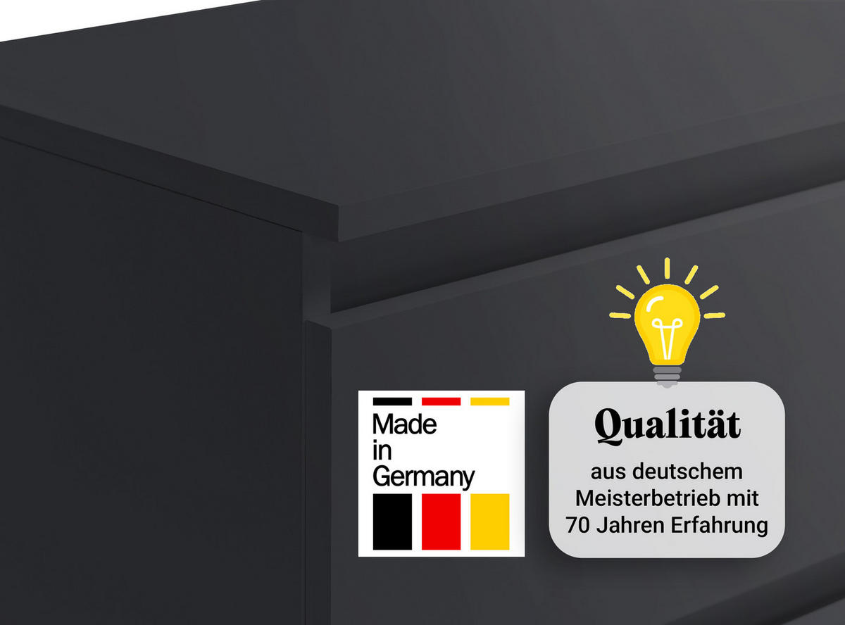 KOMMODE mit 6 Schubladen 120 cm breit in anthrazit - Anthrazit, Holzwerkstoff (120/78/35cm) - Home Collective