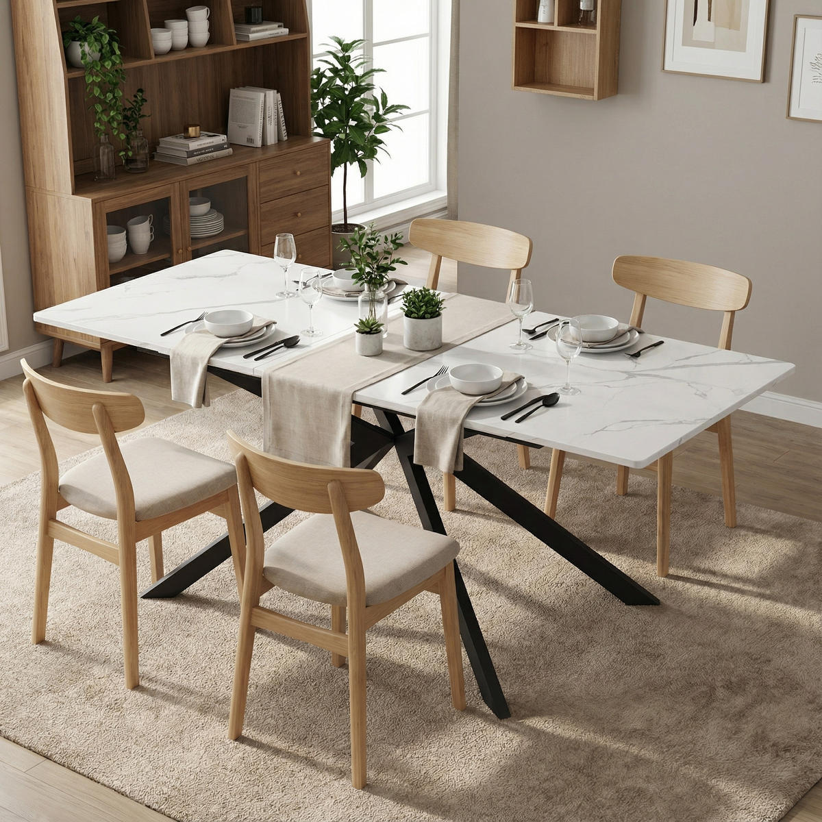 ESSTISCH ausziehbar 150–180 cm in Marmor-Optik - Weiß, Holzwerkstoff (70/180/76cm) - Urban Meuble