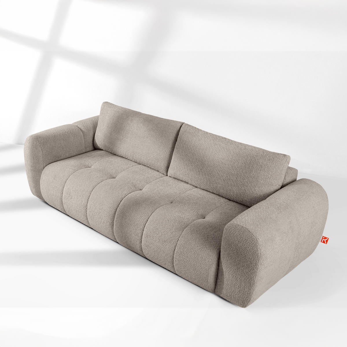 EINZELSOFA LIRA, Grau, Bouclé - Grau, Holz/Holzwerkstoff (256/84/112cm) - KONSIMO®