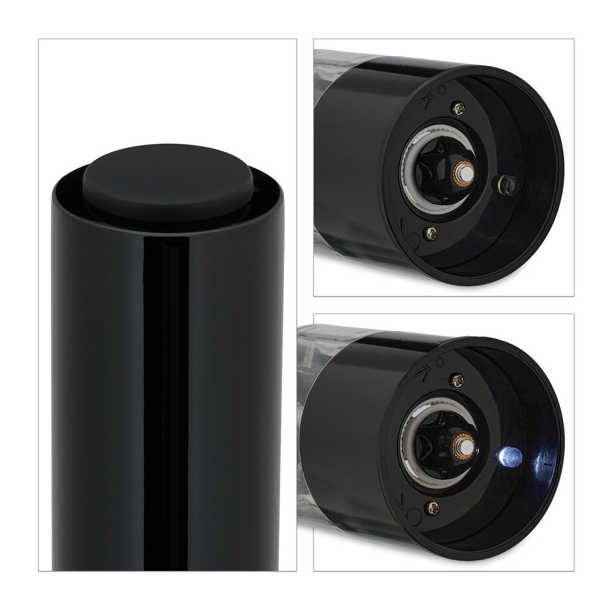 2xGEWÜRZMÜHLE - Schwarz, Keramik/Metall (5/23/5cm) - Relaxdays