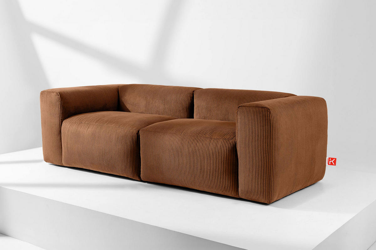 2,5-SITZER-MODULSOFA BUFFO mit extrem weicher und bequemer Sitzfläche, Kordstoff, ore - Orange, Textil (250/73/96cm) - KONSIMO®