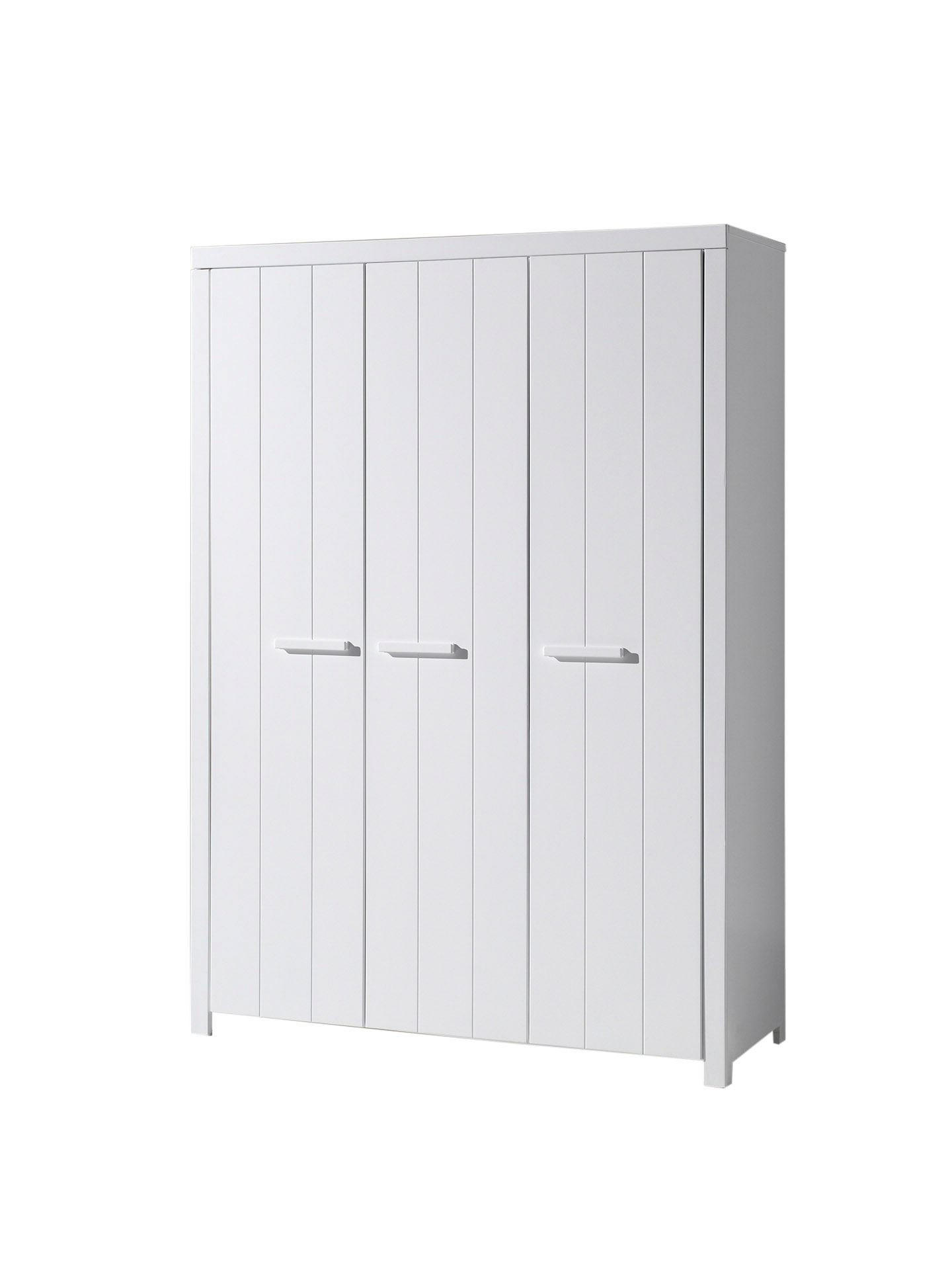 KINDERZIMMERSCHRANK Karalynn 144x58x206 mit 3 Türen MDF Weiß - Weiß, Holzwerkstoff (114/206/58cm) - 58aufmkessel