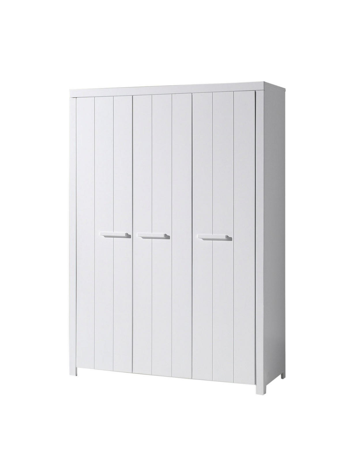 KINDERZIMMERSCHRANK Karalynn 144x58x206 mit 3 Türen MDF Weiß - Weiß, Holzwerkstoff (114/206/58cm) - 58aufmkessel