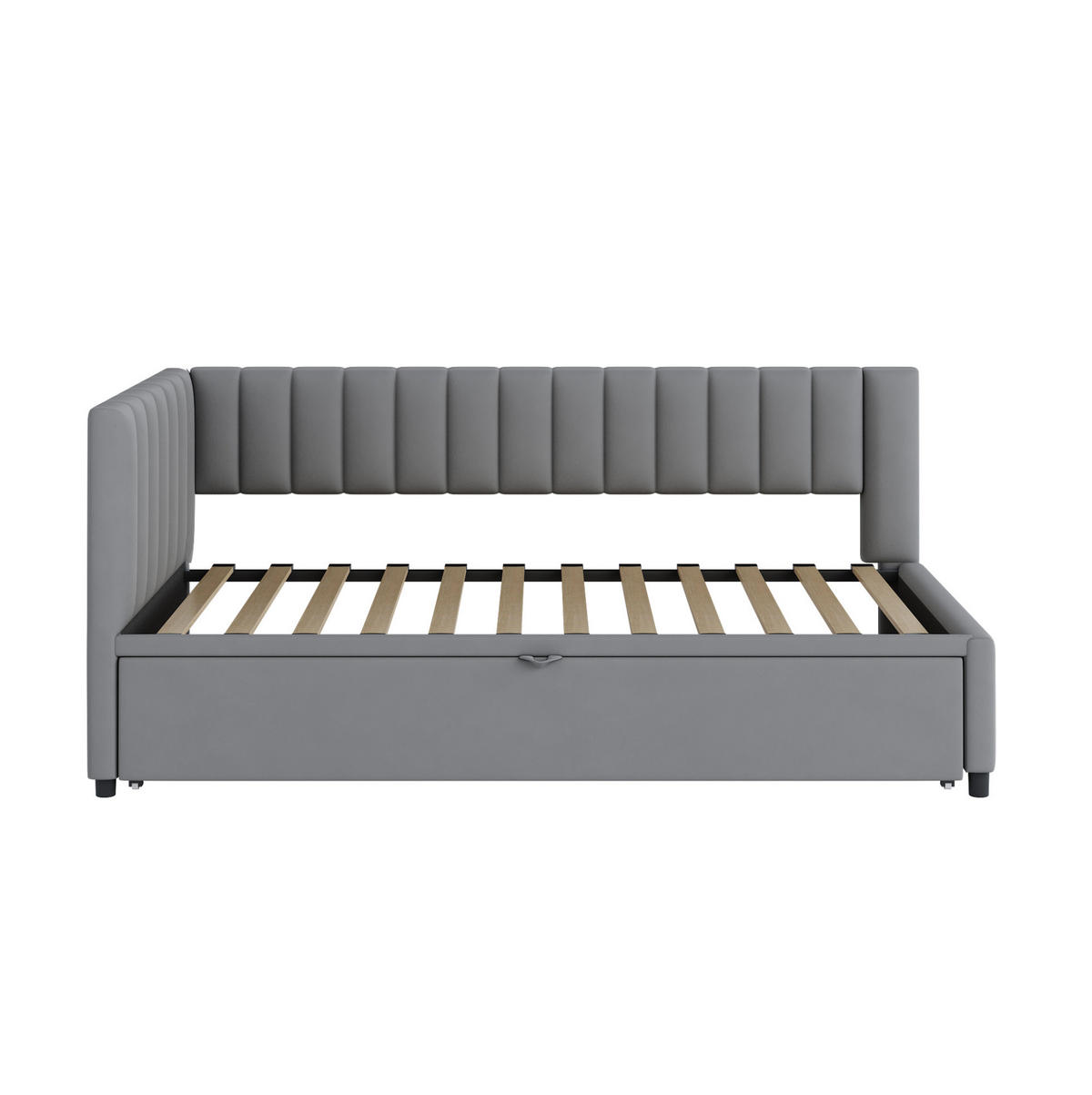 POLSTERBETT 90/200 cm Grau aus Samt mit Ausziehbett - Grau, Textil (90/180cm) - OKMYHOME