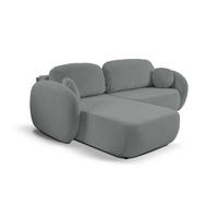 ECKSOFA AMICO L-S Grau Geflochtener Stoff mit Schlaffunktion - Grau, Holz (248/174cm) - MASSENO
