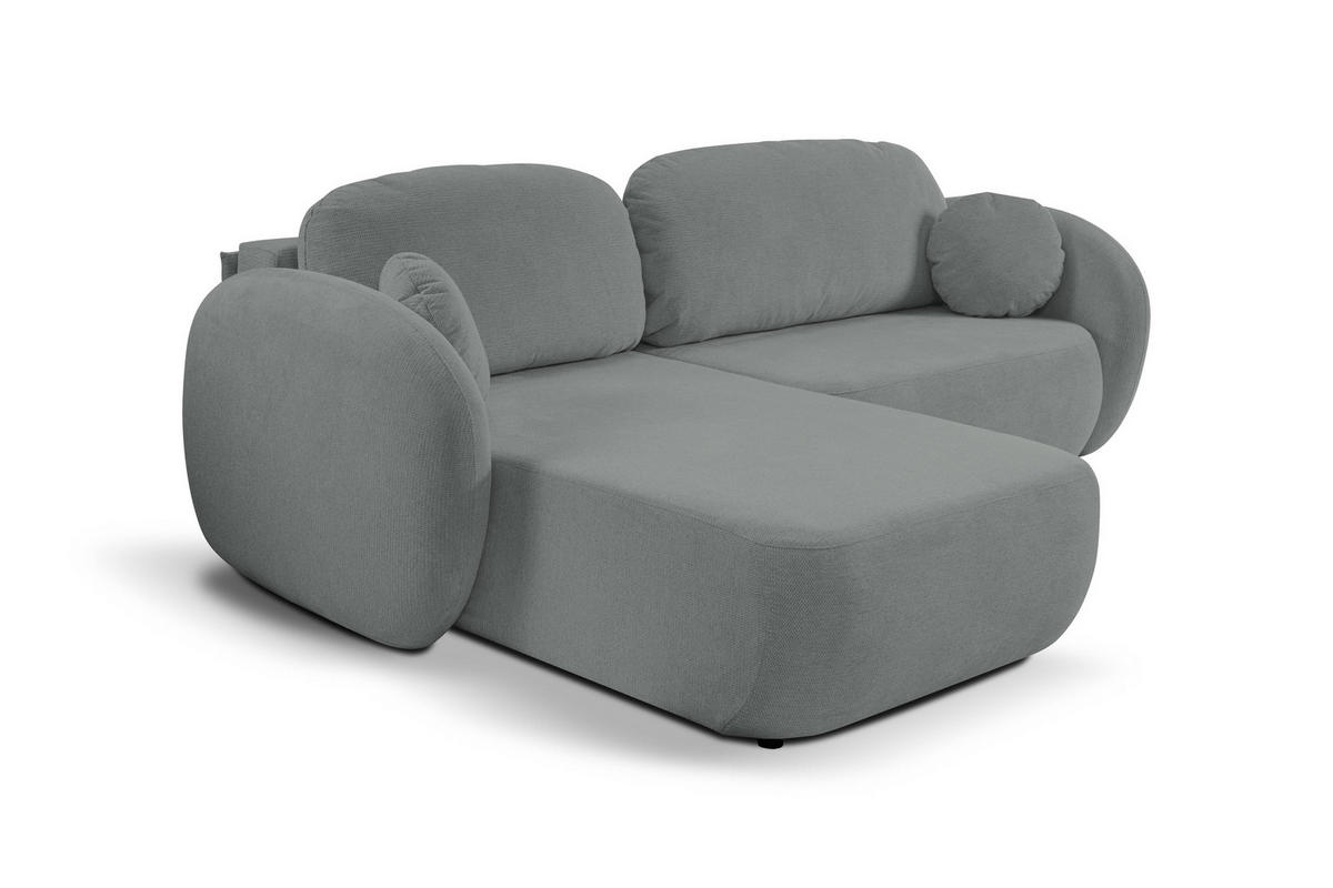 ECKSOFA AMICO L-S Grau Geflochtener Stoff mit Schlaffunktion - Grau, Holz (248/174cm) - MASSENO