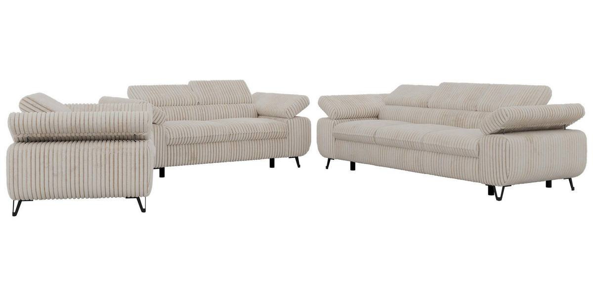 SEDACÍ SOUPRAVA PETER 1+2+3 - Béžová Manšestr - černá/krémová, kov/textil (262/76/99cm) - MKS
