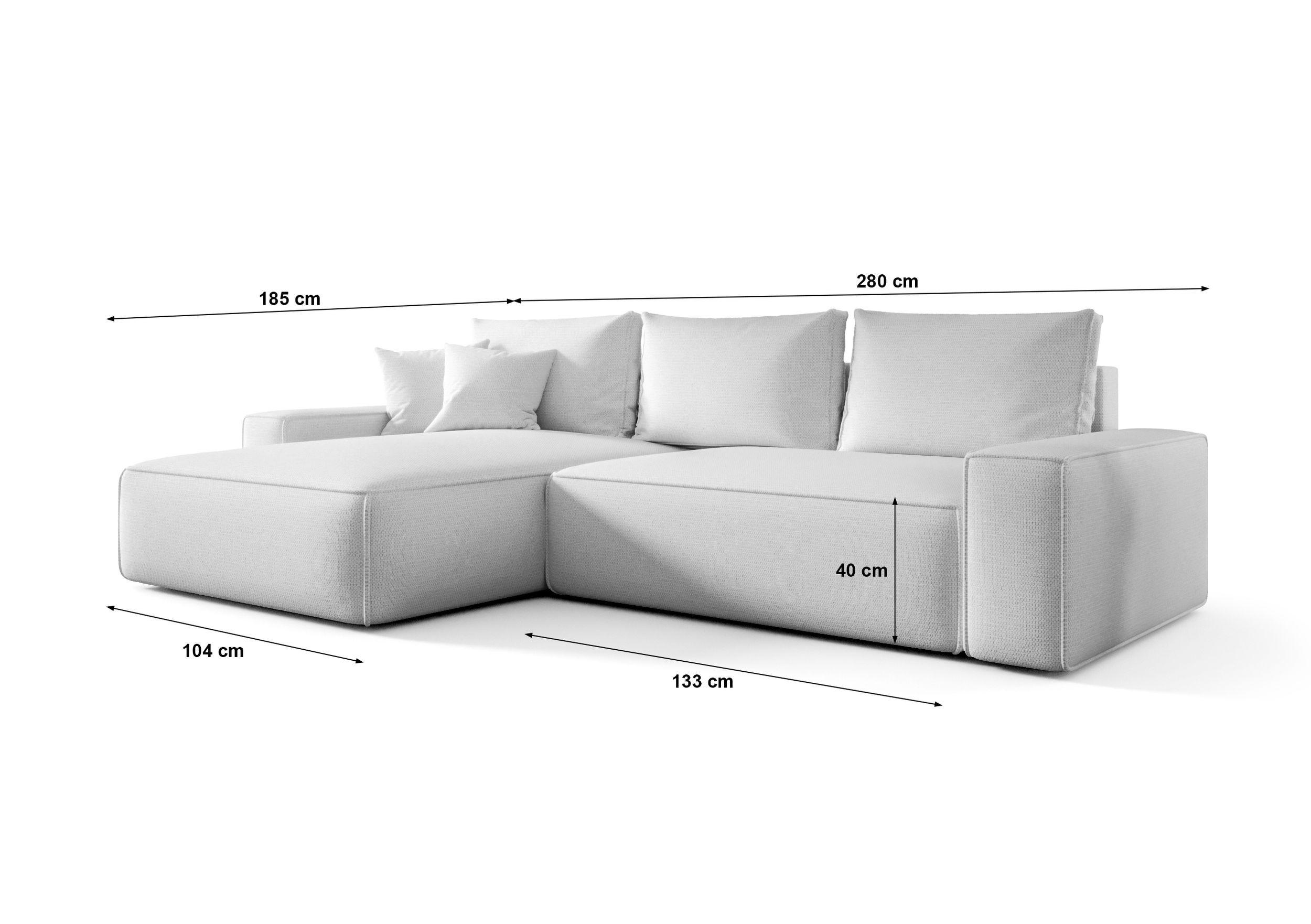 Thumbnail - Bedante Ecksofa, Weiß, Textil, 280x185 cm, Wohnzimmer, Sofas & Couches, Wohnlandschaften, Ecksofas