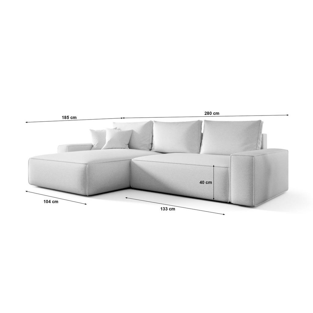 Thumbnail - Bedante Ecksofa, Hellgrau, Textil, 280x185 cm, Wohnzimmer, Sofas & Couches, Wohnlandschaften, Ecksofas