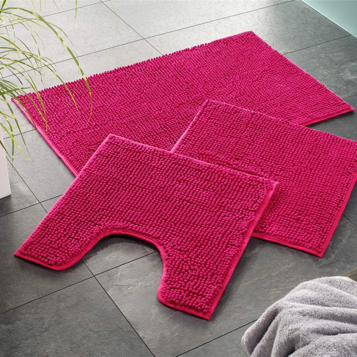 ECKBADEMATTE PARIS - Pink, Textil (100/100cm) - WohnDirect