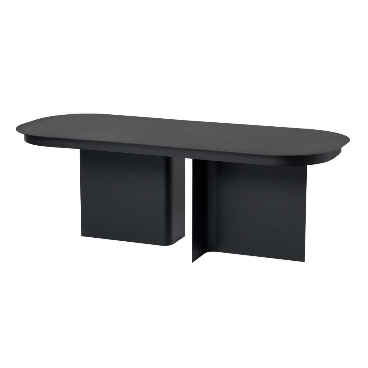 COUCHTISCH mit abgerundeter platte und 2 beinen 44/120/45 cm - Schwarz, Metall (124/44/45cm) - Calicosy