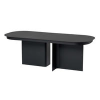 COUCHTISCH mit abgerundeter platte und 2 beinen 44/120/45 cm - Schwarz, Metall (124/44/45cm) - Calicosy