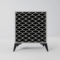 SIDEBOARD TESSELATED BLACKNESS, Grau, 57,5x42x70,5 cm, Schwarze Metall-Sternfüße - Multicolor/Schwarz, Holzwerkstoff/Metall (57.5/70.5/42cm) - SpaceRebels
