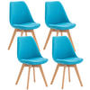 STUHL 4er Set Stoff türkis - Türkis/Eukalyptusholzfarben, Holz/Textil (49/83/50cm) - CLP