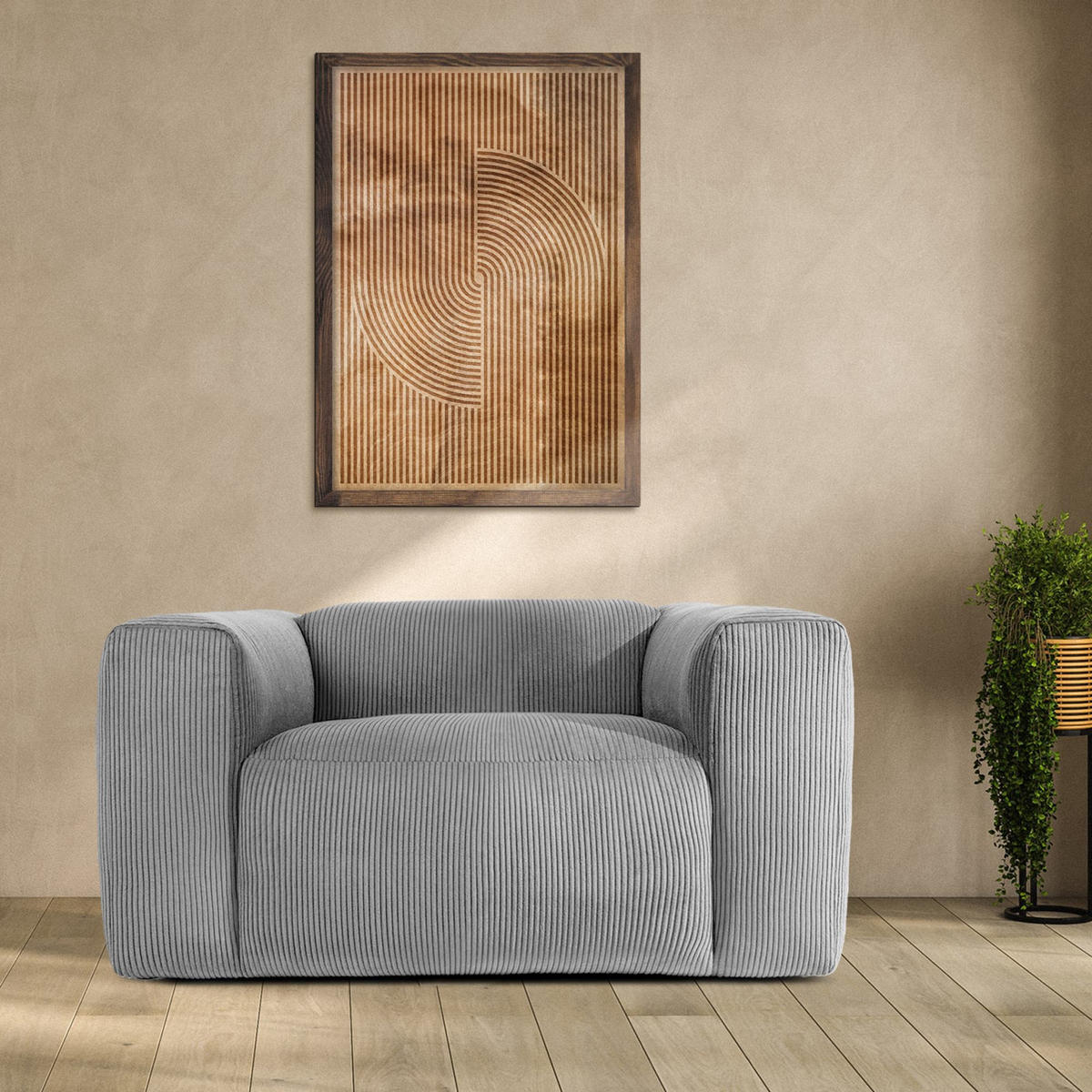 SESSEL BUFFO , Hellgrau - Hellgrau, Textil (130/73/96cm) - KONSIMO®