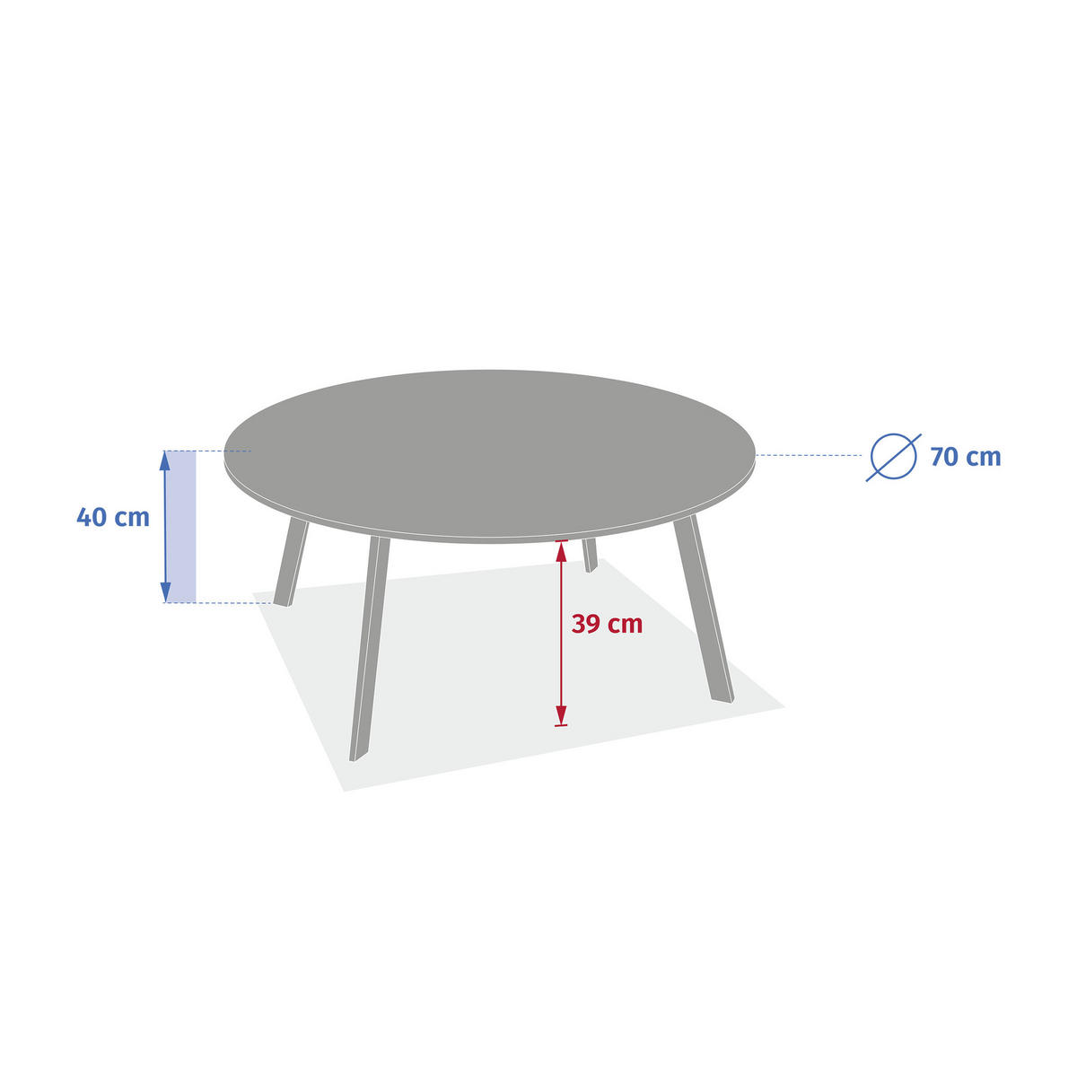 GARTENTISCH Metall Saona Ø 70 cm - Creme, Metall (70/70/40cm)