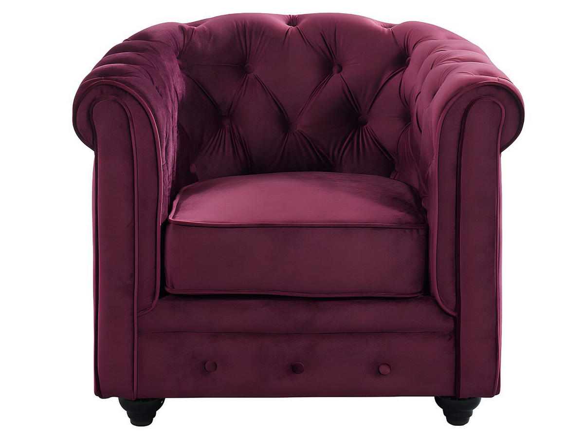 SESSEL mit gerader Rückenlehne - 2 -Sitzer - Samt - bordeaux - CHESTERFIELD - Bordeaux, Textil (85/72/78cm) - Vente-Unique