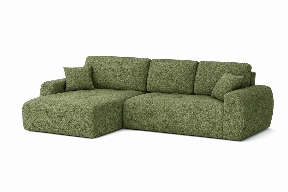 ECKSOFA Mit Schlaffunktion Und Bettkasten L-Form Ivo L, Chenille-Stoff Artico, Moss, Links - Grün, Holz (250/142cm) - Kaiser Möbel