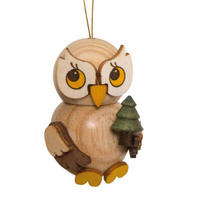 HOLZFIGUR Eulenkind mit Baum 4 cm - Multicolor, Holz (3/4/3cm)