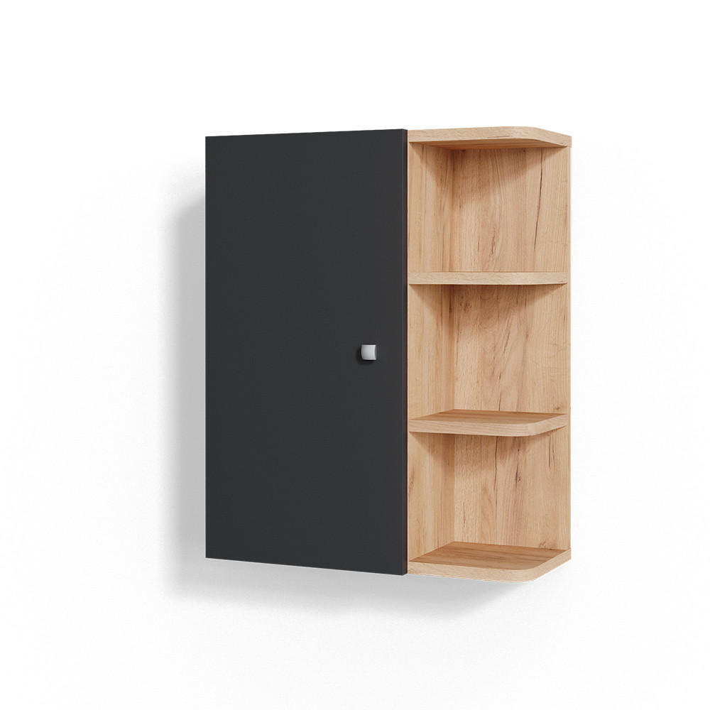 BADSCHRANK Fynn Anthrazit 47.2 x 59.2 cm - Anthrazit/Braun, Holzwerkstoff (47.2/59.2/21cm) - Vicco