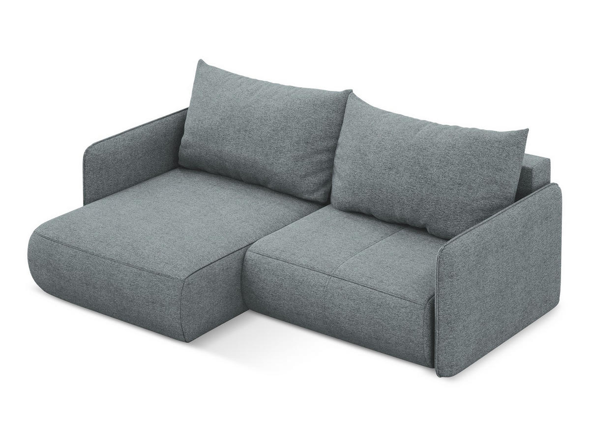 ECKSOFA mit Schlaffunktion Chenille Stoff Blau - Blau/Blaugrau, Kunststoff/Textil (148/207cm) - Makamii