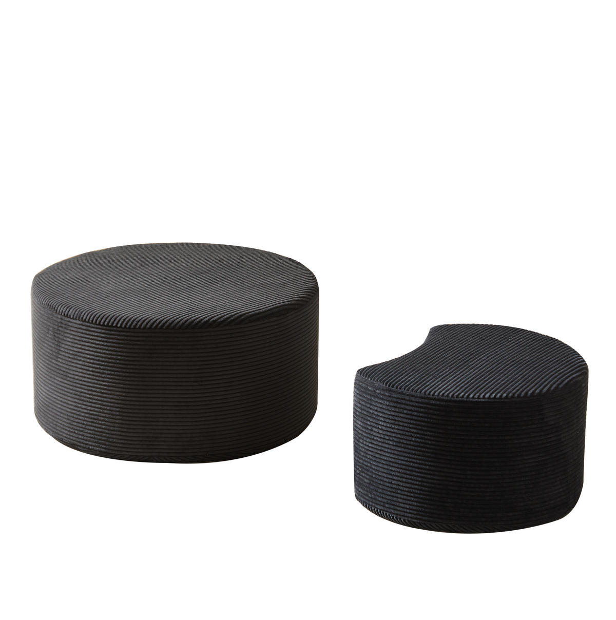 COUCHTISCH-SET 2-teilig in Schwarz aus Stoff, gepolstert und vielseitig nutzbar - Schwarz, Holzwerkstoff (127/81/40cm) - Flora Grace