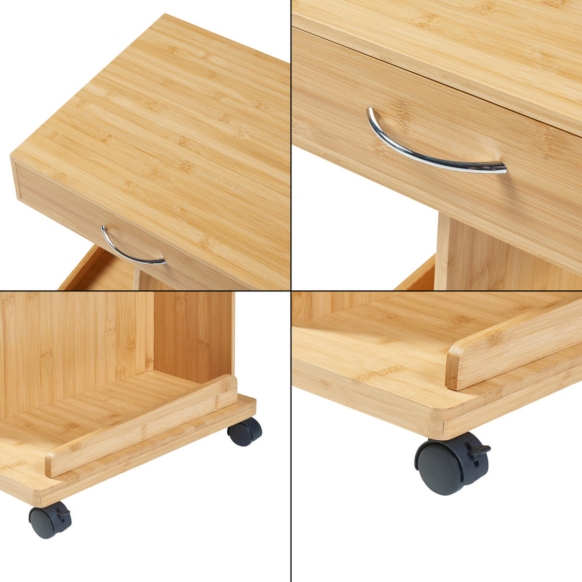 BEISTELLTISCH rollbar Jokkmokk - Naturfarben, Holz (43/43/56.5cm) - [en.casa]