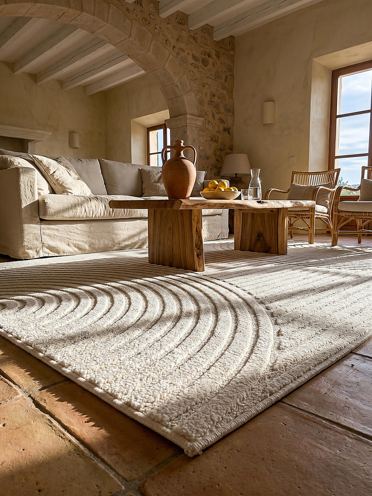 KURZFLORTEPPICH Geometrisch CETINA Polypropylen Creme 140 x 200 cm - Beige, Textil (140/200cm) - KADIMA DESIGN