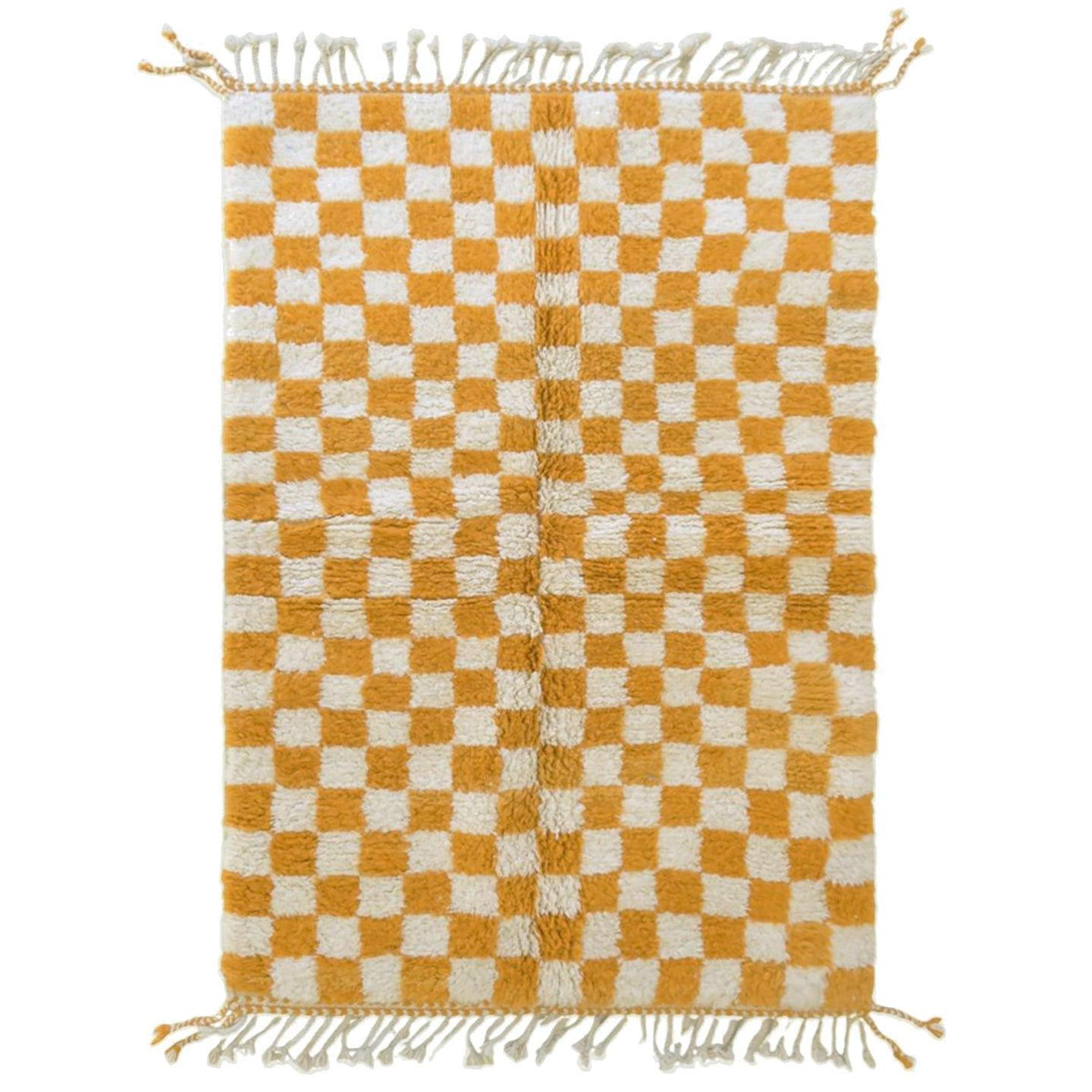 BERBERTEPPICH mit Karomuster aus Wolle 200x 300 cm - Gelb, Naturmaterialien (200/300cm) - AFK Living