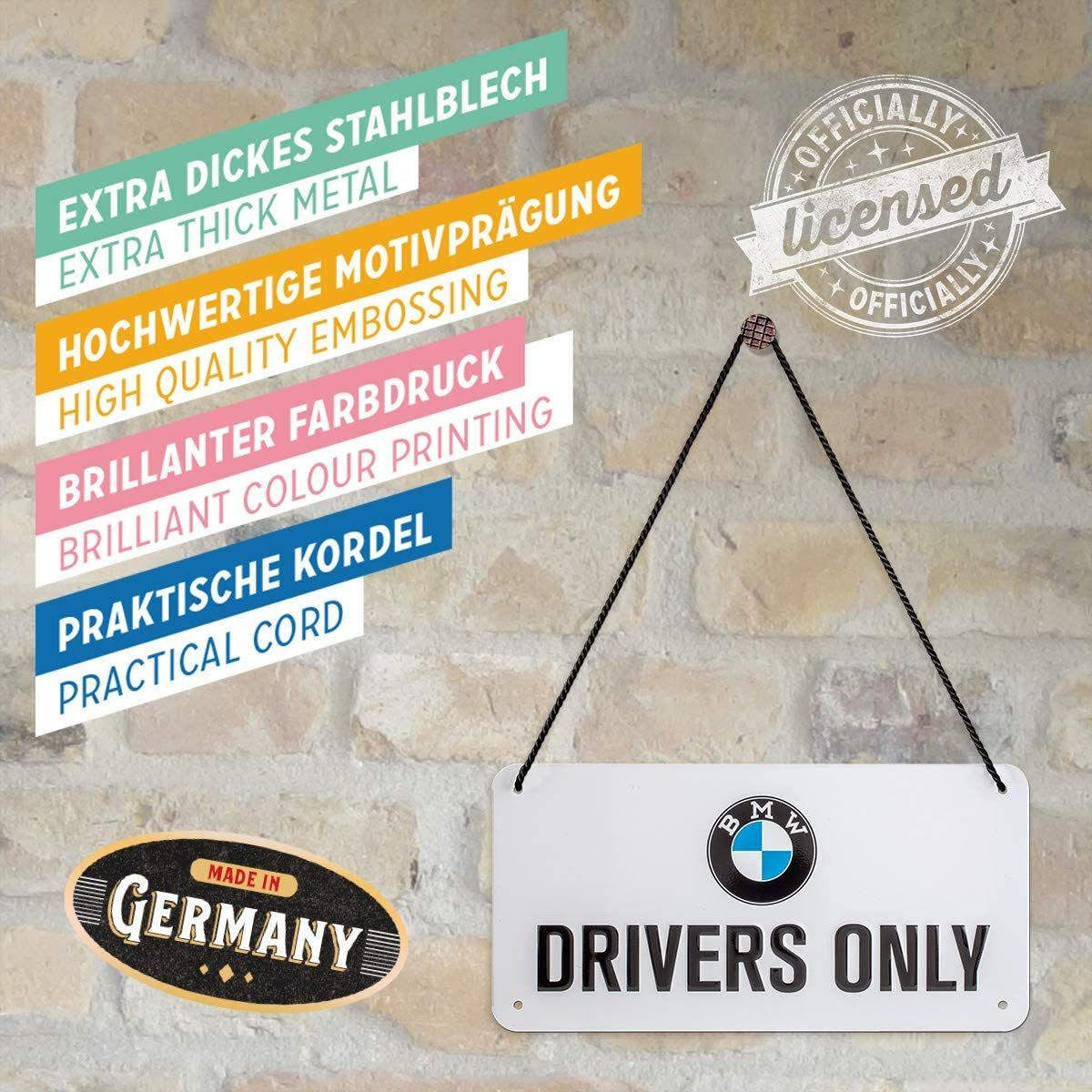 HÄNGESCHILD 10/20 cm BMW Drivers Only - Multicolor, Metall (20/10/0.2cm) - Nostalgic-Art