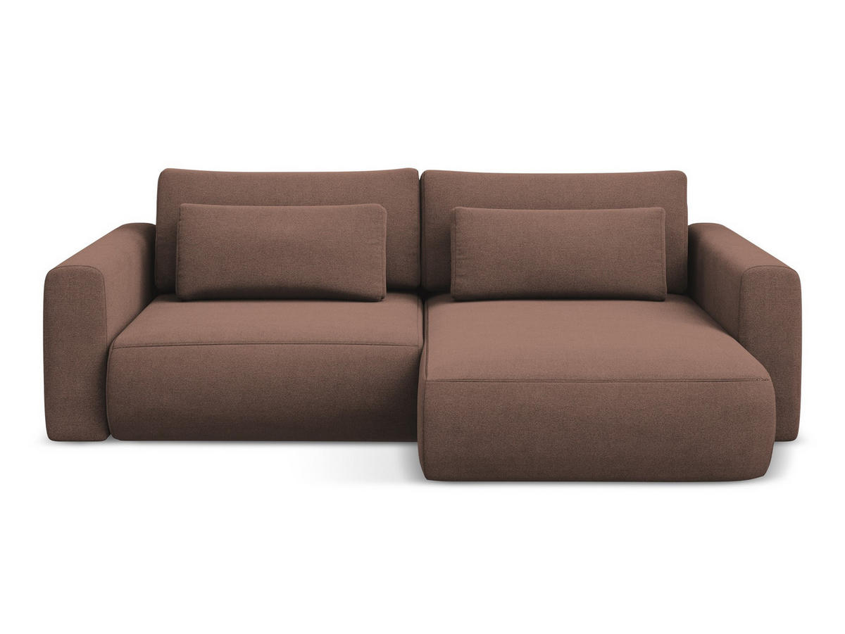 ECKSOFA mit Schlaffunktion Strukturstoff Stoff Pink - Pink/Hellrosa, Kunststoff/Textil (240/149cm) - Makamii