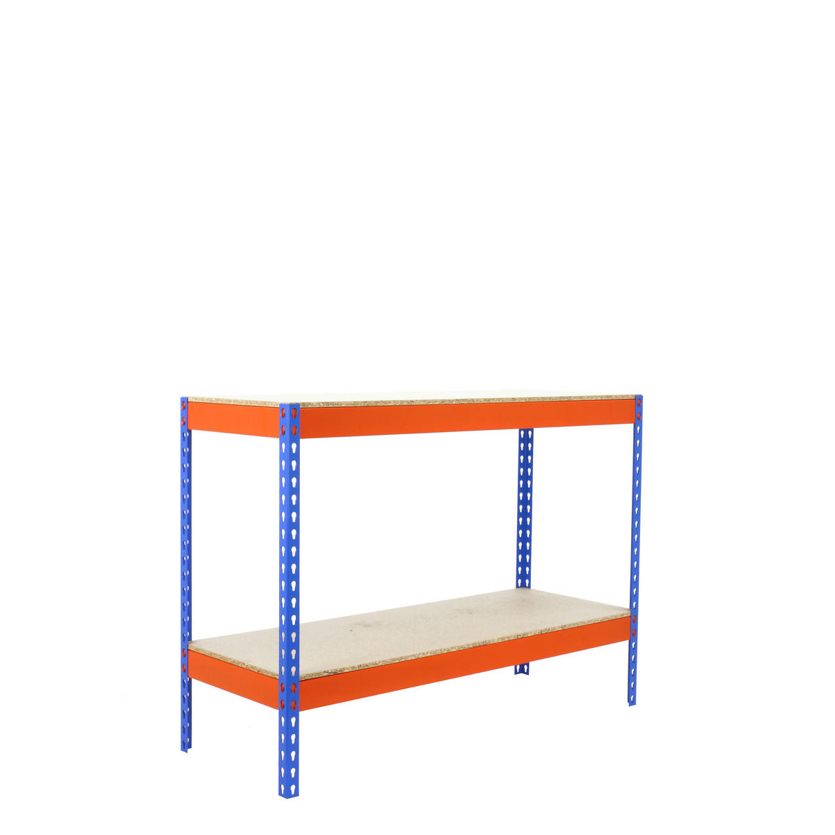 SCHWERLASTREGAL Wood Beast Two HxBxT 90 x 150 x 75 cm 2 Ebenen Fachlast 600 kg Blau-Orange - Gelb, Metall (150/90/75cm) - PROREGAL