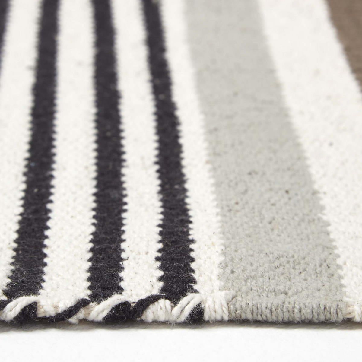 FLACHWEBETEPPICH Baumwolle gestreift 60/100 cm - Grau, Textil (60/100cm) - Homescapes