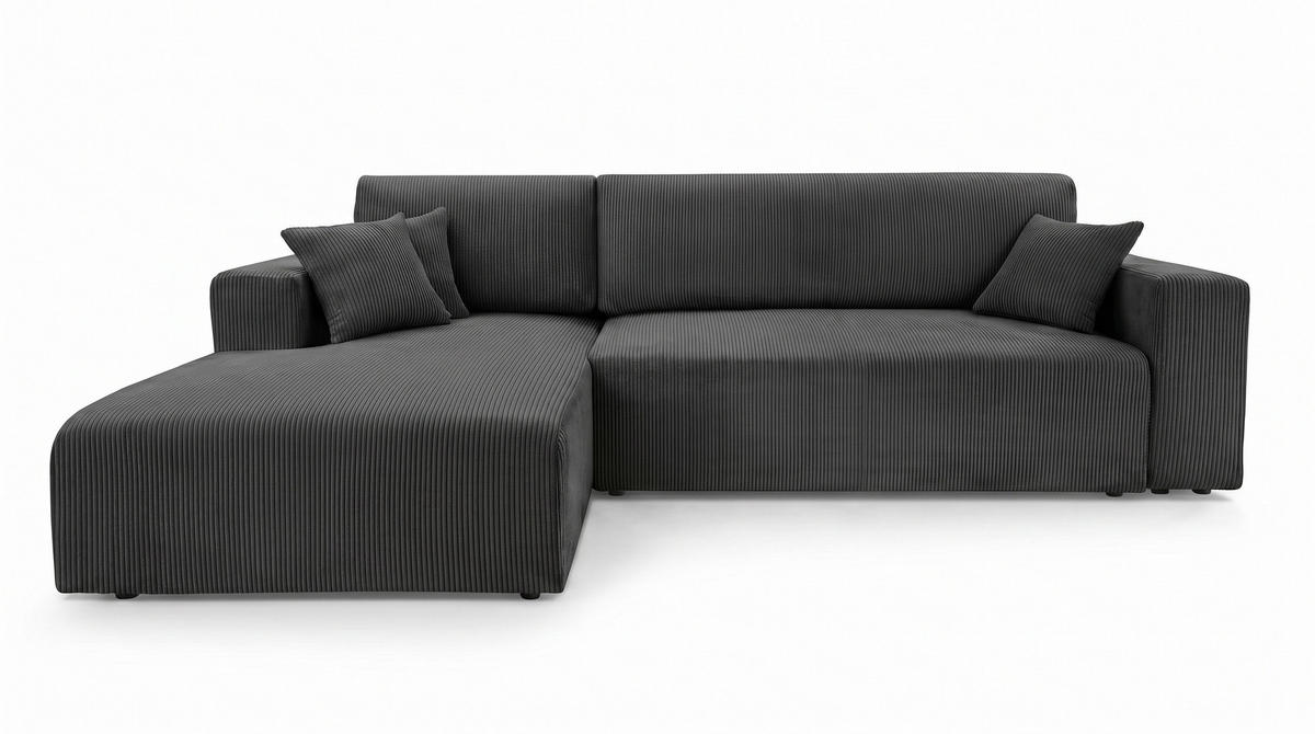 ECKSOFA PULA CORD GRAU - Anthrazit/Schwarz, Kunststoff/Textil (187/279cm) - Luxkor24