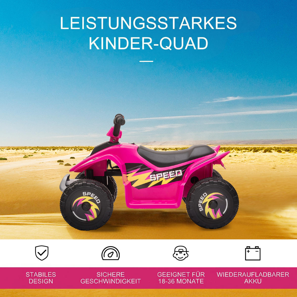 KINDER-ELEKTRO-QUAD Kunststoff Metall Rosa - Rosa, Kunststoff (72/40/45.5cm) - HOMCOM