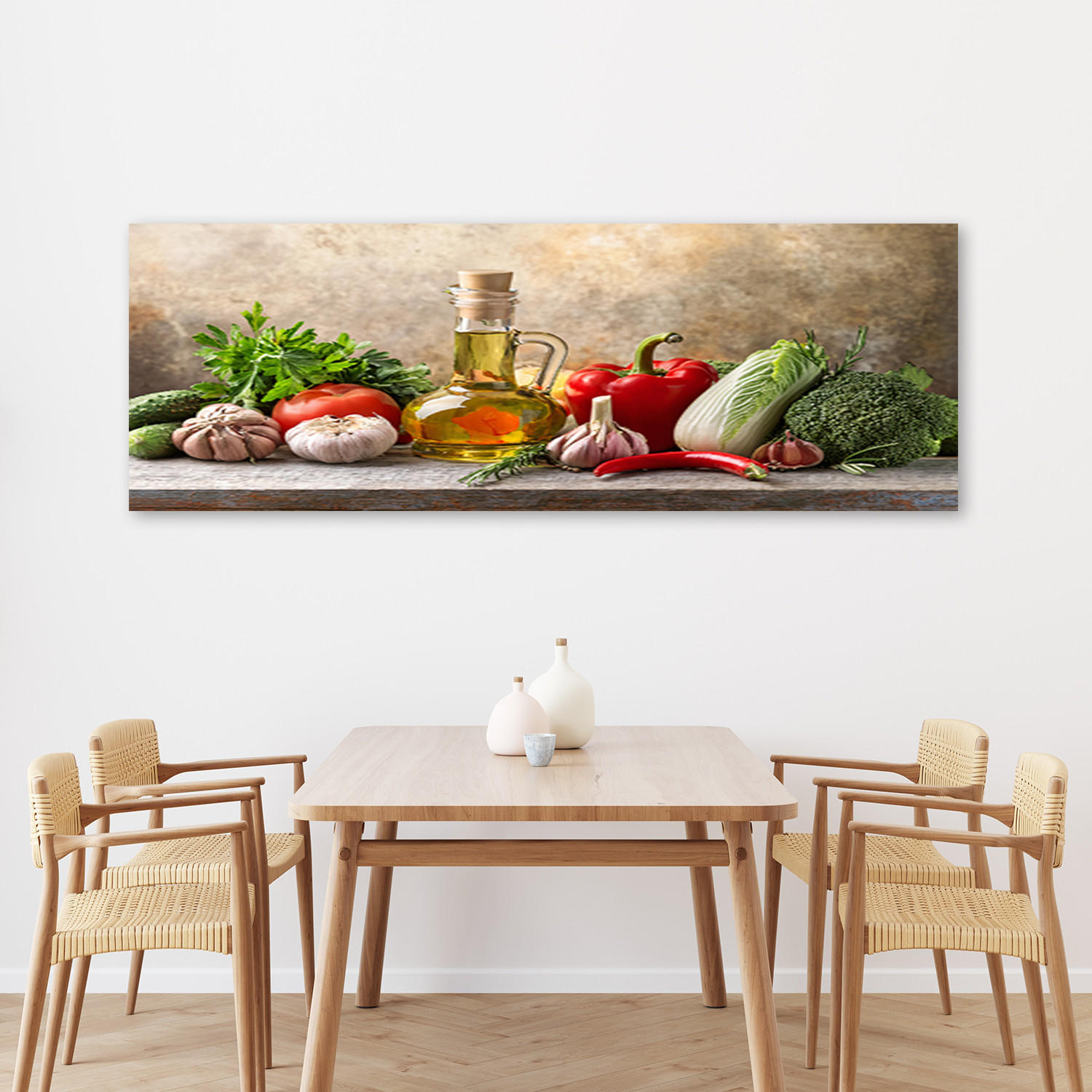 WANDBILD gemüse in der küche - Multicolor, Textil (90/30cm) - Feeby