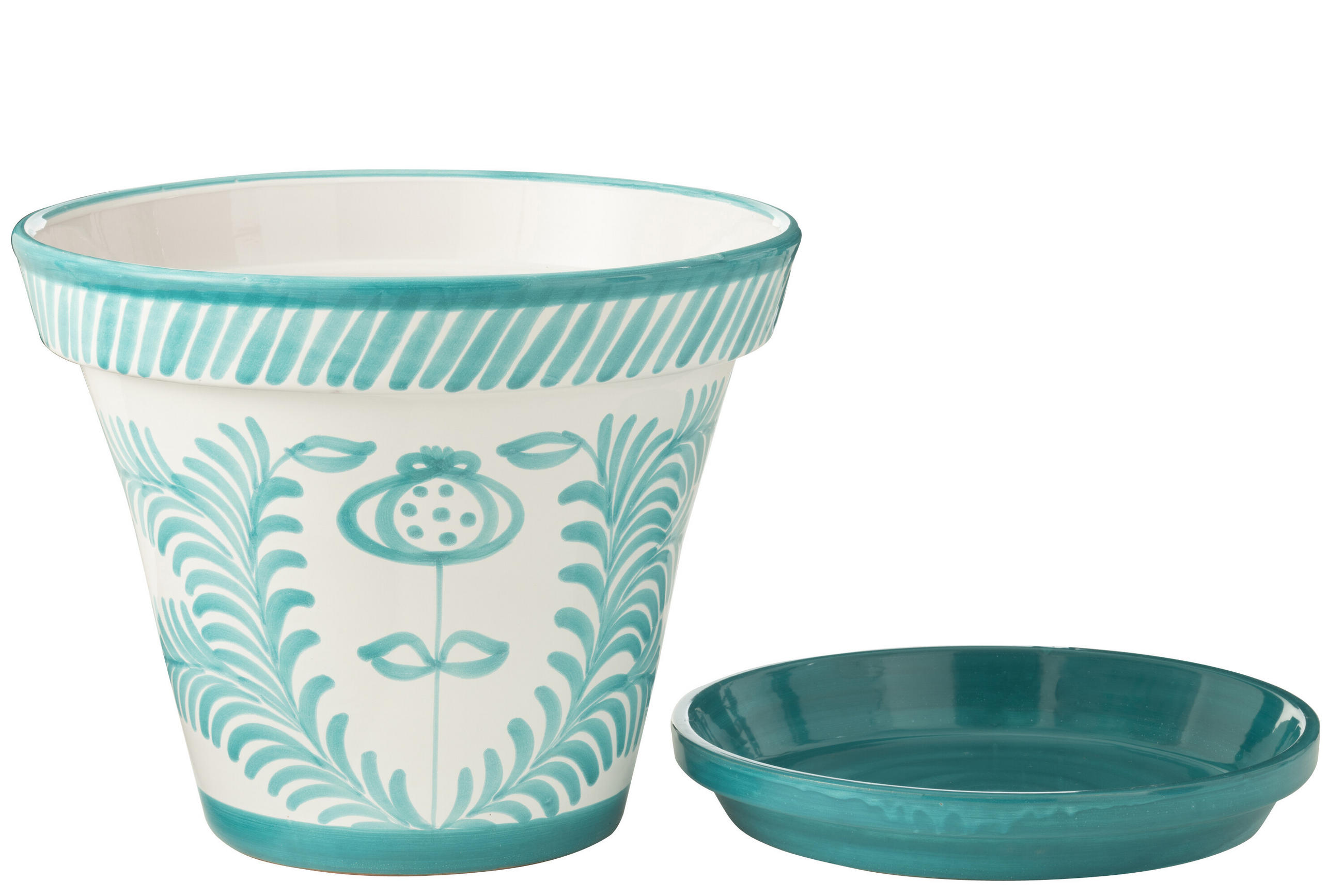 BLUMENTOPF GRANADA PATTERN - Töpferei - Aqua - XL - Ø 50 cm - Multicolor, Keramik (50/40cm) - J-Line