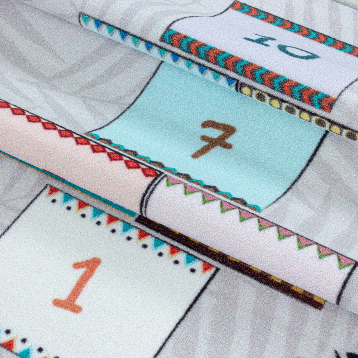 TEPPICH Kinder Flachgewebe Hüpfspiel Polyamid Antirutsch Kinderzimmer Grau Rechteckig 100x150 - Grau, Textil (100/150cm) - KADIMA DESIGN