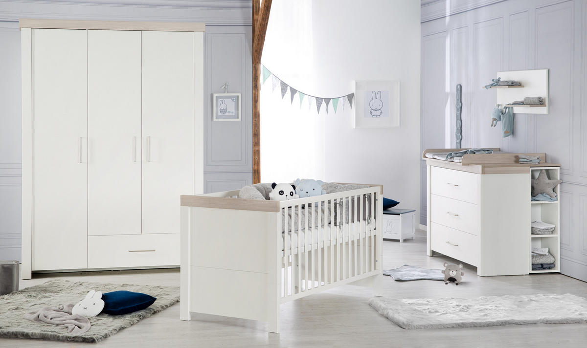 BABYZIMMER-SET Lucy, 3-teilig - Weiß, Holzwerkstoff (76/82/144cm) - Roba