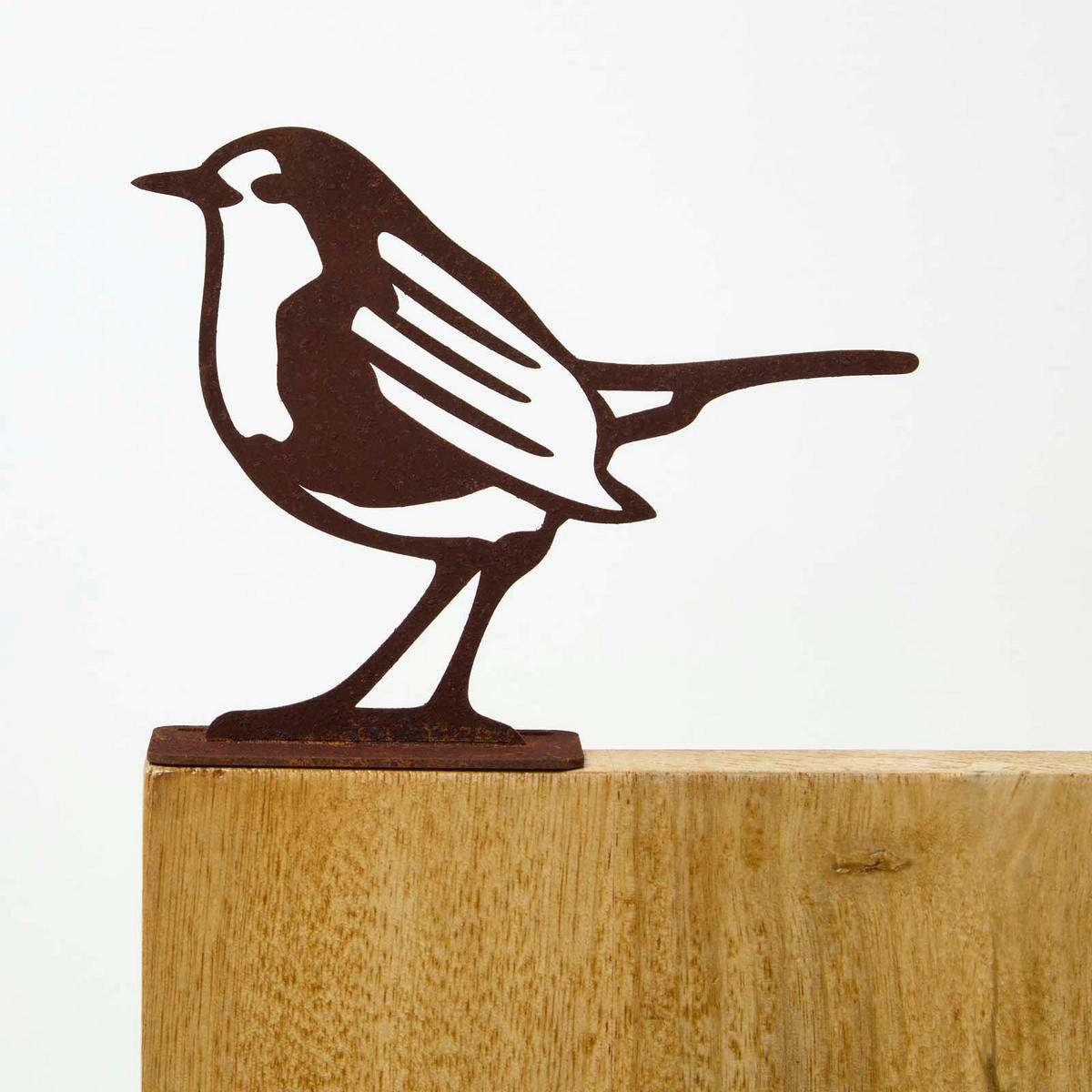 DEKOVOGEL Rotkehlchen, Rost-Optik - Braun, Metall (3/10/13cm) - Homescapes