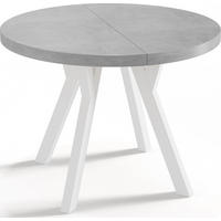 ESSTISCH Twixy runder ausziehbarer, Grauer Beton 100-200/100/76 cm - Hellgrau/Weiß, Holz/Holzwerkstoff (100/100/76cm) - WFL GROUP