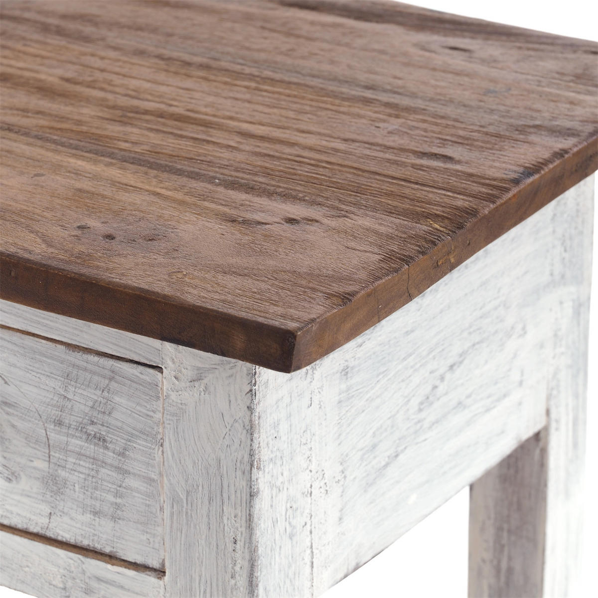 TELEFONTISCH DRAWER 65 Mahagoni Recyclingholz, mit Schublade 05 weiß-natur - Multicolor, Holz (31/31/65cm) - DESIGN DELIGHTS
