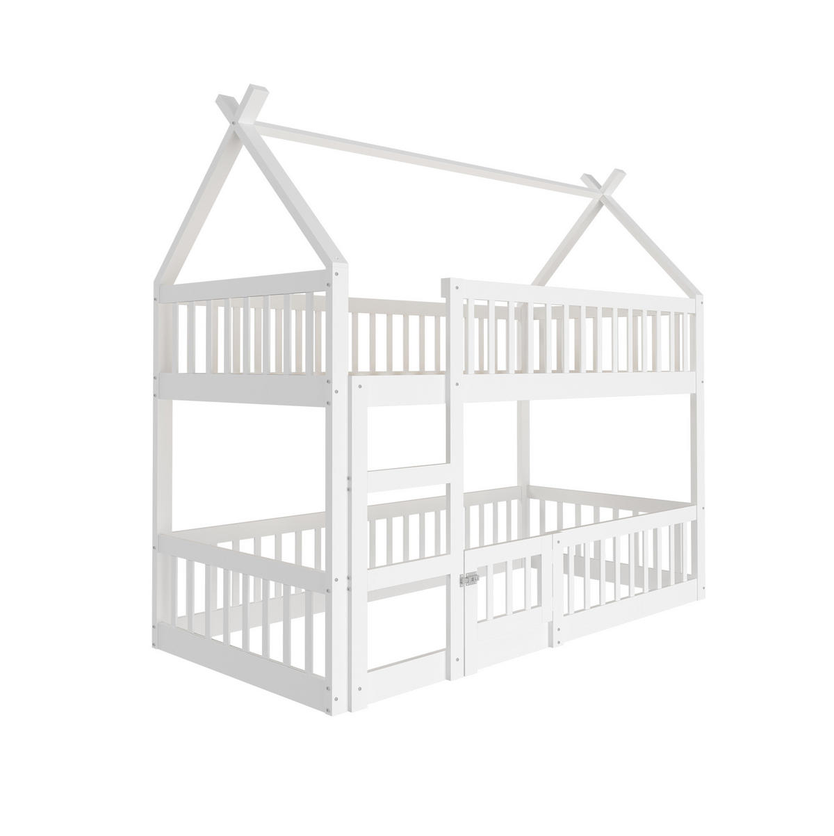 ETAGENBETT 90/200 cm Weiß mit Treppe aus Massivholz - Weiß, Holz (90/200cm) - MIVRAY