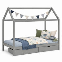 HAUSBETT mit Stauraum 90/200 cm Grau - Grau, Holz (206/160/98cm) - Homestyle4u