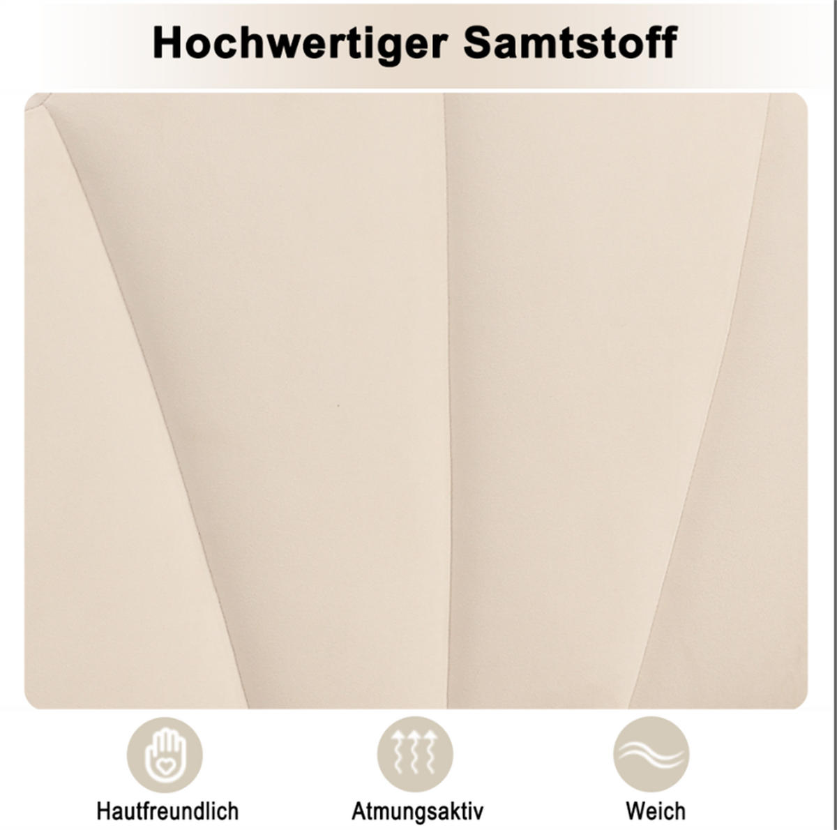 POLSTERBETT 90/200 cm in Beige Samt mit Goldenen Eisenbeinen - Beige, Holz/Textil (90/200cm) - KOMHTOM