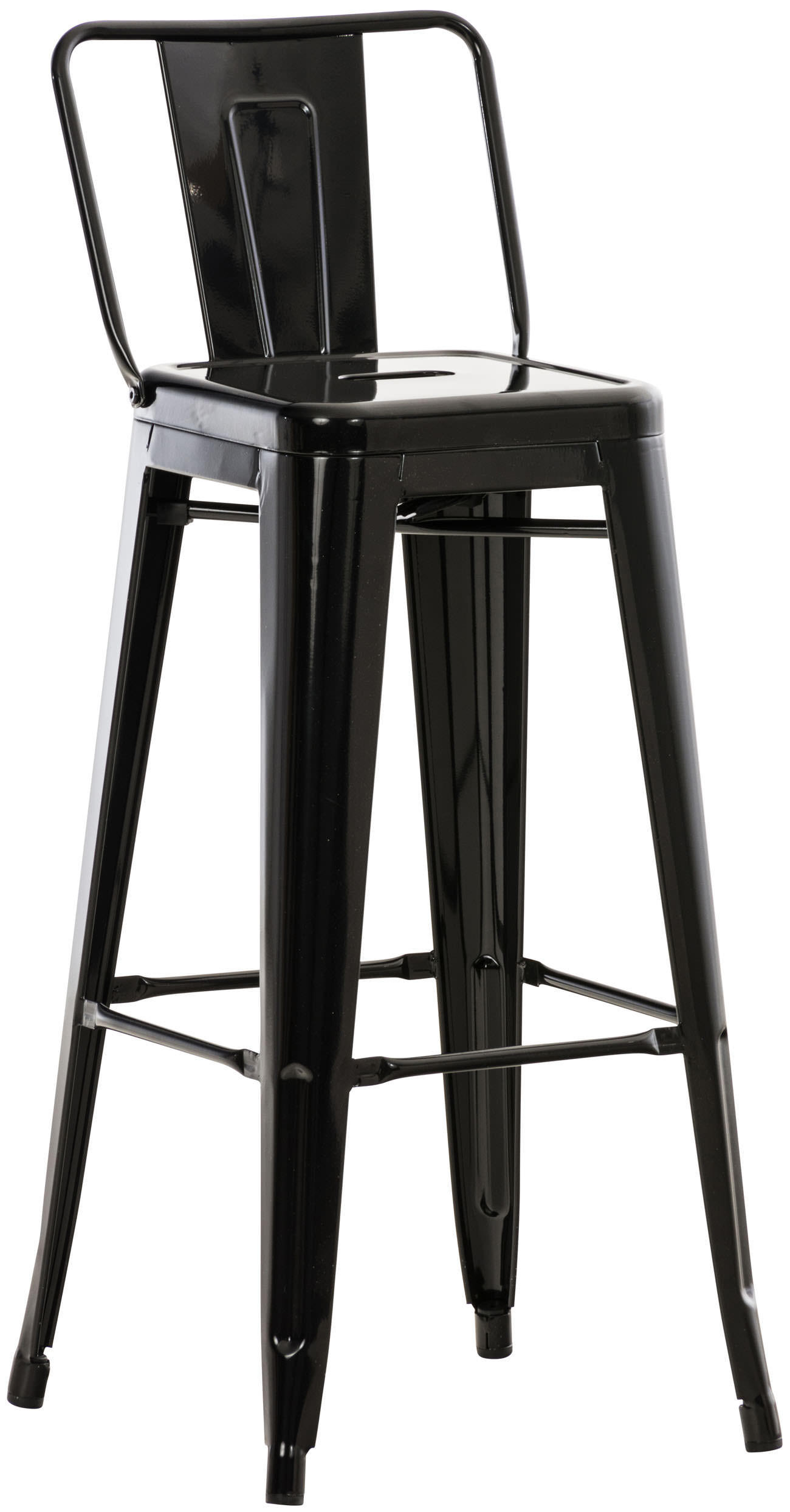 BARHOCKER Metall schwarz - Eukalyptusholzfarben/Schwarz, Metall (44/96/43cm) - CLP