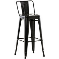 BARHOCKER Metall schwarz - Eukalyptusholzfarben/Schwarz, Metall (44/96/43cm) - CLP